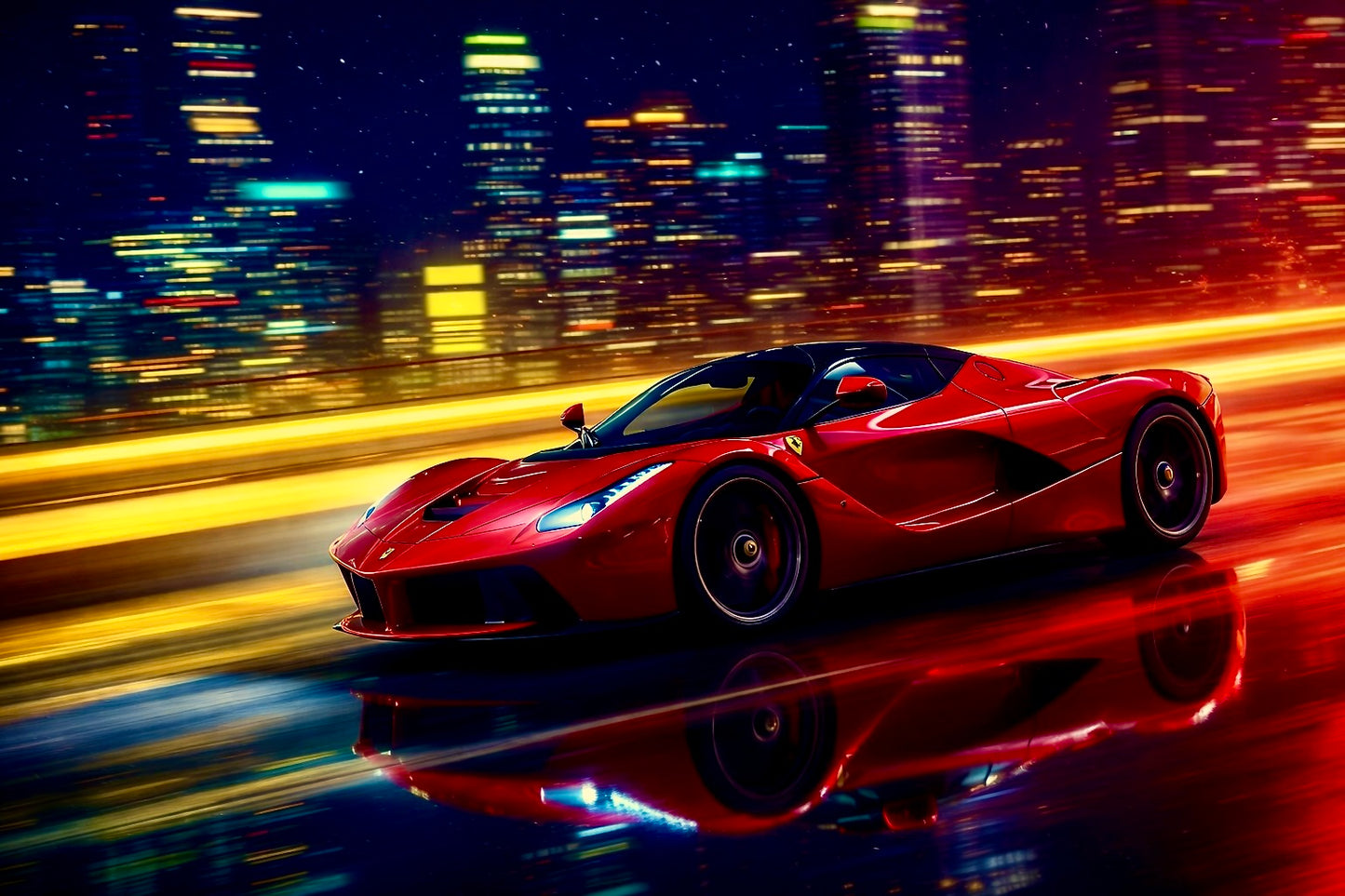 Ferrari La Ferrari Racing Through The Streets Lightbox Frame