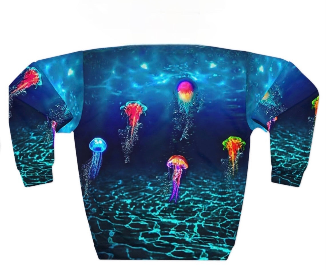 Jellyfish Aglow Crew neck All Original Artwork pullover sweater