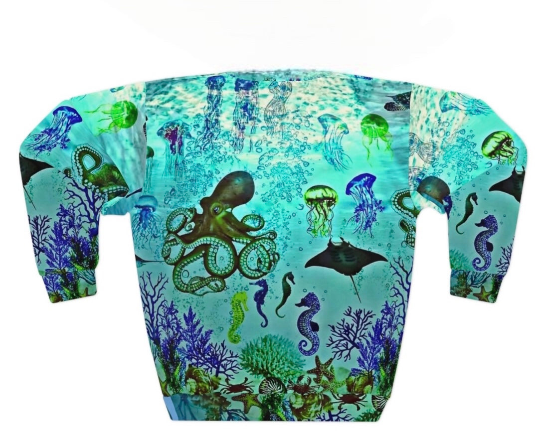 Aquatic World Crew Neck All original Artwork pullover Sweater