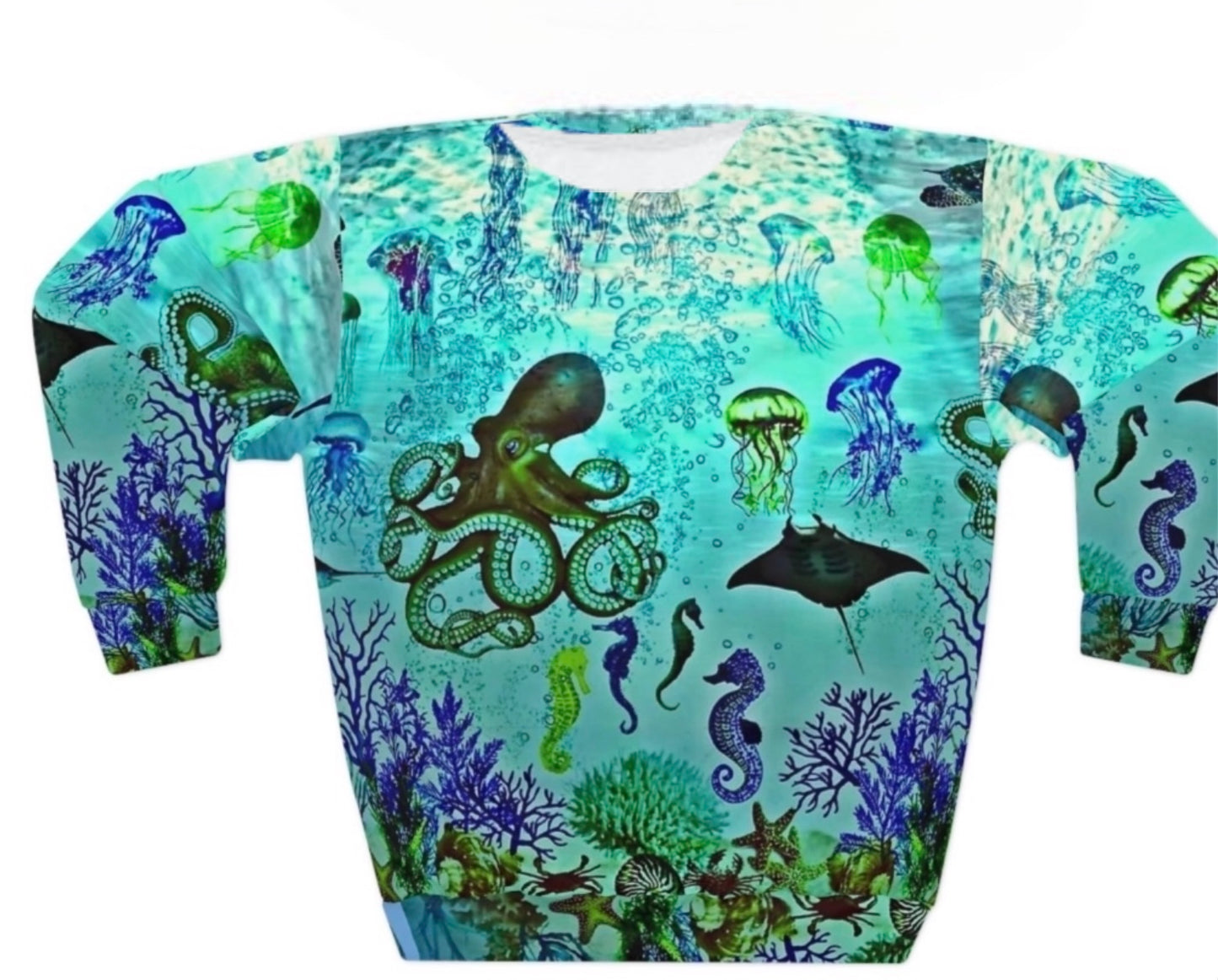 Aquatic World Crew Neck All original Artwork pullover Sweater