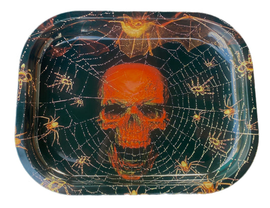 Webbed Skull 5.5" x 7" Metallic Rolling tray all Original Artwork