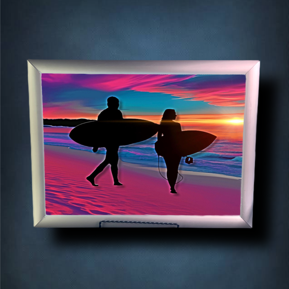 Sunrise Surfers Lightbox Frame
