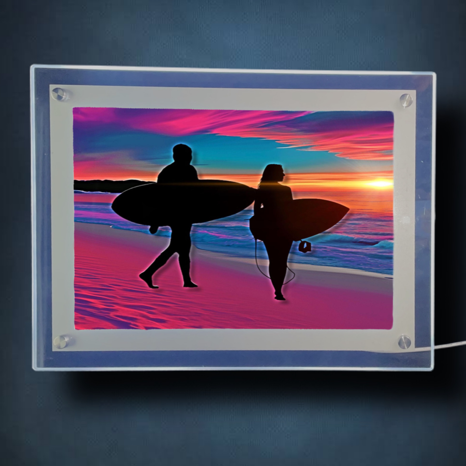 Sunrise Surfers Lightbox Frame