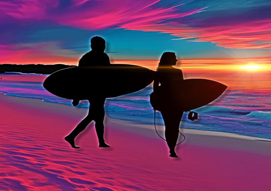 Sunrise Surfers Lightbox Frame