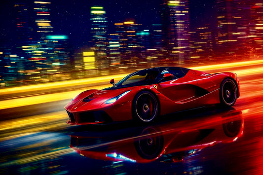 Ferrari La Ferrari Racing Through The Streets Lightbox Frame