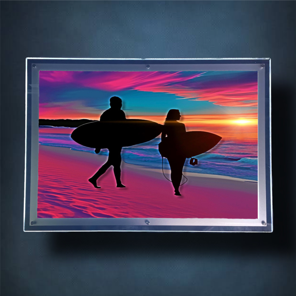 Sunrise Surfers Lightbox Frame