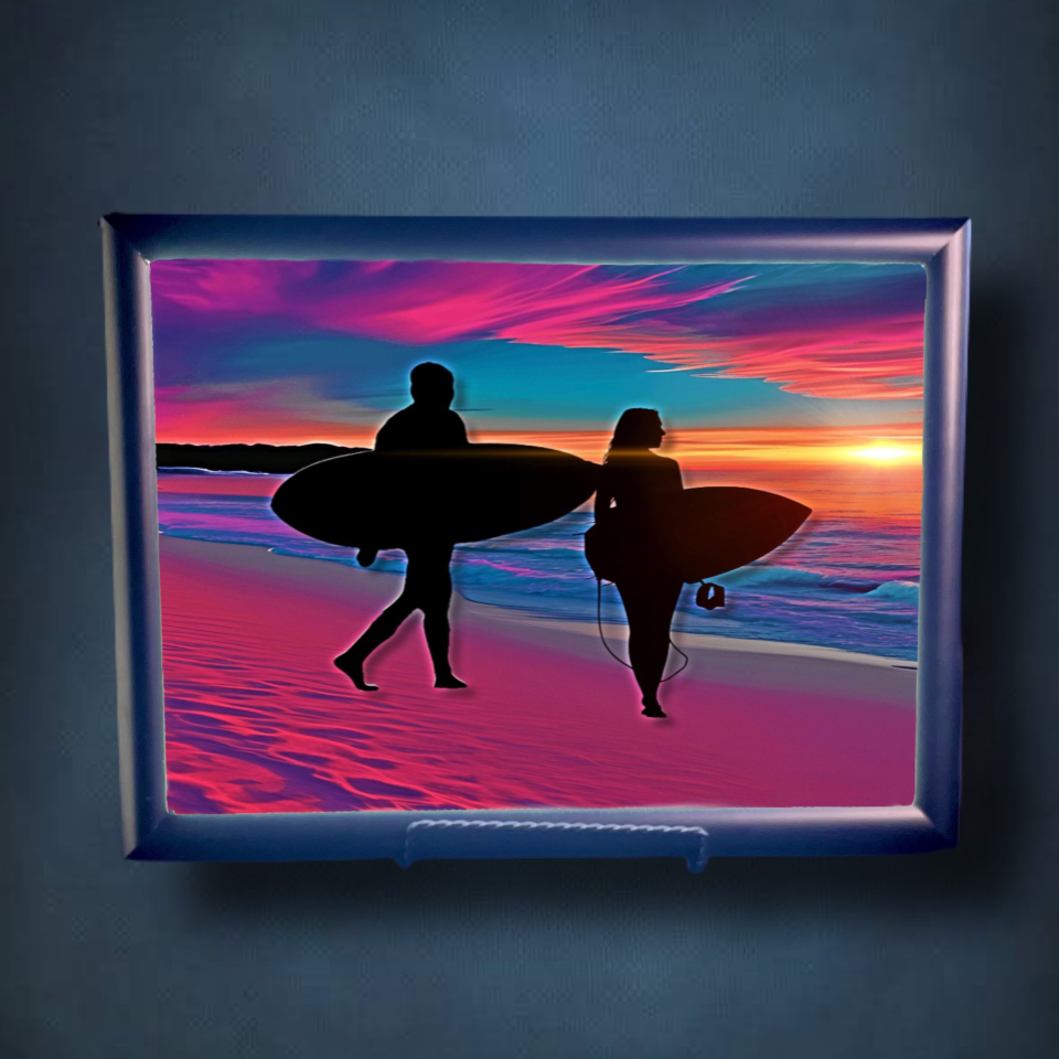 Sunrise Surfers Lightbox Frame